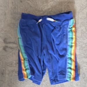 Hanna Andersson Blue Terry Bottoms with Rainbow Stripes 8